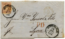 ALLEMAGNE - 12 KR SUR LETTRE DE WURZBURG POUR LYON, 1869 - Briefe U. Dokumente