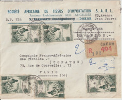 1953 - AOF / SENEGAL - ENVELOPPE RECOMMANDEE De DAKAR => PARIS - Cartas & Documentos