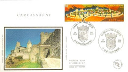 France 3302e Fdc Remparts De La Ville Fortifiée De Carcassonne, Blason, Armoiries, Coat Of Arm - Schlösser U. Burgen