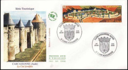 France 3302 Fdc Remparts De La Ville Fortifiée De Carcassonne, Blason, Armoiries, Coat Of Arm - Schlösser U. Burgen