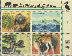 ONU UNO WIEN VIENNE Poste 307 à 310 ** MNH Singe Orang Outan Pélican Anaconda Eunecte Caracl (CV 9,60 €) 1999 - Unused Stamps