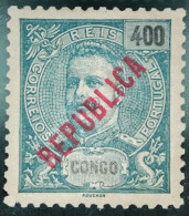 1914 - D.CARLOS I , COM SOBRECARGA "REPUBLICA" LOCAL CE119(53) 400 RÉIS - Portugees Congo