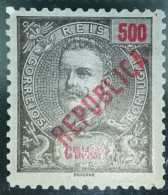 1914 - D.CARLOS I , COM SOBRECARGA "REPUBLICA" LOCAL CE120 (27) 500 RÉIS - Portugees Congo