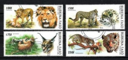 Burkina Faso 1996 Animaux Félins (86) Yvert N° 999 à 1002 Oblitérés Used - Burkina Faso (1984-...)