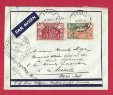 !!! CAMEROUN, LETTRE FM PAR AVION DE DOUALA POUR LA FRANCE DE 1940 AVEC CACHET LINÉAIRE DU BUREAU CENTRAL MILITAIRE - Airmail