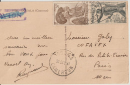 1947 - CAMEROUN - CARTE DE DOUALA => PARIS - Briefe U. Dokumente