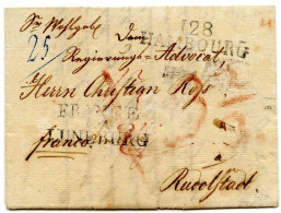 ALLEMAGNE - 128 HAMBOURG + FRANCE PAR LUNEBURG, 1812 - Prephilately