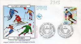 France 3315 Fdc Jean-claude Killy, Jeux Olympiques 1968 Grenoble - Inverno1968: Grenoble