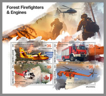 SIERRA LEONE 2023 MNH Forestfighter Engines Feuerwehr Helicopter M/S – OFFICIAL ISSUE – DHQ2411 - Firemen