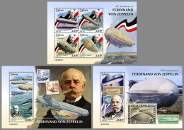 LIBERIA 2023 MNH Ferdinand Von Zeppelin M/S+2S/S – OFFICIAL ISSUE – DHQ2411 - Zeppeline