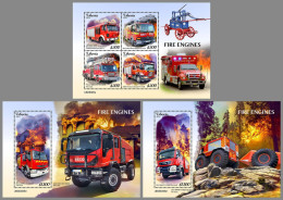 LIBERIA 2023 MNH Fire Engines Feuerwehr Fahrzeuge M/S+2S/S – OFFICIAL ISSUE – DHQ2411 - Firemen