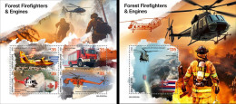 Sierra Leone 2023, Firemen, Helicopters, 4val In BF +BF - Sierra Leone (1961-...)