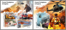 SIERRA LEONE 2023 MNH Forestfighter Engines Feuerwehr Helicopter M/S+S/S – IMPERFORATED – DHQ2411 - Firemen