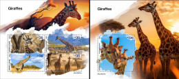 Sierra Leone 2023, Animals, Giraffes, 4val In BF +BF - Giraffen