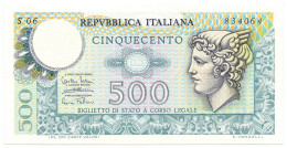 500 LIRE BIGLIETTO DI STATO MERCURIO 14/02/1974 FDS - Altri & Non Classificati