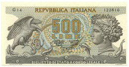 500 LIRE ERRORE DI STAMPA (DECENTRATA) BIGLIETTO DI STATO ARETUSA 20/10/1967 SPL - Autres & Non Classés