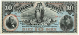 10 PESOS EL BANCO ITALIANO DELL'URUGUAY MONTEVIDEO 20/09/1887 SUP - [ 7] Fouten & Varianten