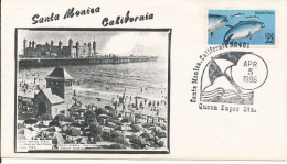 USA Cover Santa Monica California Queen Expos Station 5-4-1986 Single Franked FISH And With Nice Cachet - Omslagen Van Evenementen