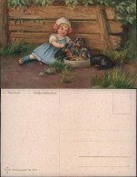 Kinder Künstlerkarte Dackelmütterchen C. Blombach Mädchen Dackel 1912 - Portraits