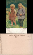 Kinder Künstlerkarte Adolf Hering Feldblumen Junge Und Mädchen Hand In Hand 1912 - Portraits