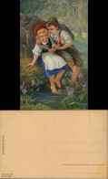 Ansichtskarte  Kinder Künstlerkarte Junge Und Mädchen Am Teich 1912 - Portraits