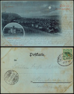 Lahnstein 2 Bild Stolzenfels    Mondscheinlitho 1898  Gel. Bahnpoststempel - Lahnstein