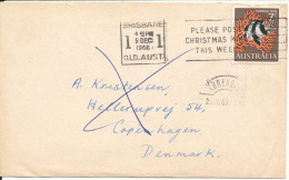 Australia Cover Sent To Denmark Brisbane 5-12-1966 Single Franked FISH - Lettres & Documents