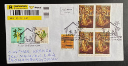 Österreich 2015 WEIHNACHTEN Mi. 3312 VIERERBLOCK, 2678, 2679 2438 Auf R-Brief, FDC SStmpl. ST.MICHAEL LUNGAU - Covers & Documents