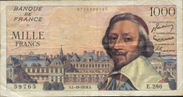 1000 Frs 1956 ( Richelieu ) - 1955-1959 Opdruk ''Nouveaux Francs''