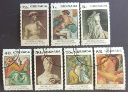 GRENADA 1975 - 500th Birth Anniversary Of Michelangelo, Complete Set Of 7v. Fine Used / MH Mint Slightly Hinged - Grenade (1974-...)