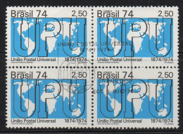 Brazil 1974 First Day Cancel On Block Of 4 - Neufs