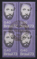 Brazil 1973 First Day Cancel On Block Of 4 - Unused Stamps