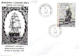 TAAF A 088 Fdc Voilier Novara Osterreich, Saint Paul Et Amsterdam - Spedizioni Antartiche