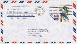 Vereinigte Staaten / USA 1968, Air Mail Philadelphia - Chur (Schweiz) - Covers & Documents