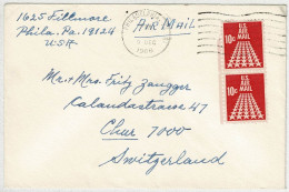 Vereinigte Staaten / USA 1968, Air Mail Philadelphia - Chur (Schweiz) - Covers & Documents