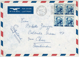 Vereinigte Staaten / USA 1968, Air Mail Debary - Chur (Schweiz), Mehrfachfrankatur George Washington - Storia Postale