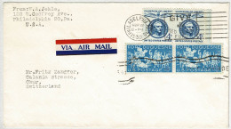 Vereinigte Staaten / USA 1959, Air Mail Philadelphia - Chur (Schweiz) - Cartas & Documentos
