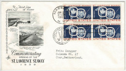 Vereinigte Staaten / USA 1959, Brief Ersttag St. Lawrence Seaway Massena - Chur (Schweiz) - Covers & Documents