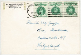 Vereinigte Staaten / USA 1960, Brief Pittsburgh - Chur (Schweiz), Mehrfachfrankatur Garibaldi - Briefe U. Dokumente