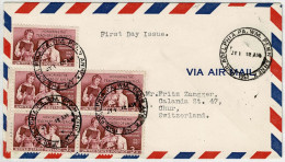 Vereinigte Staaten / USA 1957, Brief Ersttag Honoring The Teachers Of America Air Mail Philadelphia - Chur (Schweiz) - Covers & Documents