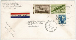 Vereinigte Staaten / USA 1956, Air Mail Philadelphia - Chur (Schweiz)  - Lettres & Documents