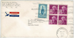 Vereinigte Staaten / USA 1956, Air Mail Philadelphia - Chur (Schweiz)  - Cartas & Documentos