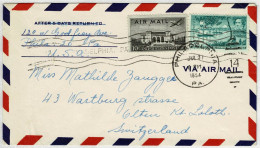 Vereinigte Staaten / USA 1954, Air Mail Philadelphia - Olten (Schweiz) - Storia Postale