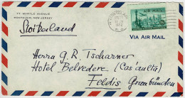 Vereinigte Staaten / USA 1952, Air Mail Montclair - Feldis (Schweiz) - Briefe U. Dokumente