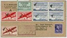 Vereinigte Staaten / USA 1947, Brief Registered Abington - New York - St. Gallen (Schweiz), Etikette Zoll / Douane - Briefe U. Dokumente