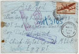 Vereinigte Staaten / USA 1947, Air Mail Philadelphia Nach Aegypten, Return To Sender, Military - Storia Postale