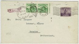 Vereinigte Staaten / USA 1933, Brief Philadelphia - Samaden (Schweiz), Wertzeichen Aus Block, Weltausstellung Chicago - Cartas & Documentos