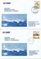 Denmark - Canada SAS First Boeing 767 Flight Copenhagen - Toronto 3-12-1989 And Return 3-9-1989 2 Covers - Lettres & Documents