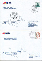 Denmark - Germany SAS First Flight Aarhus - Frankfurt 28-3-1989 And Return 28-3-1989 2 Covers - Cartas & Documentos