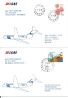 Sweden Belgium SAS First Flight Stockholm - Brussels 27-10-1985 And Return 27-10-1985 2 Covers - Briefe U. Dokumente